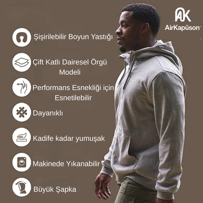 AirKapüşon™ Şişirilebilir Boyun Destekli Premium Kapüşonlu